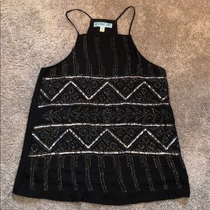 Dina Be Black Sequin Tank Blouse Size Small